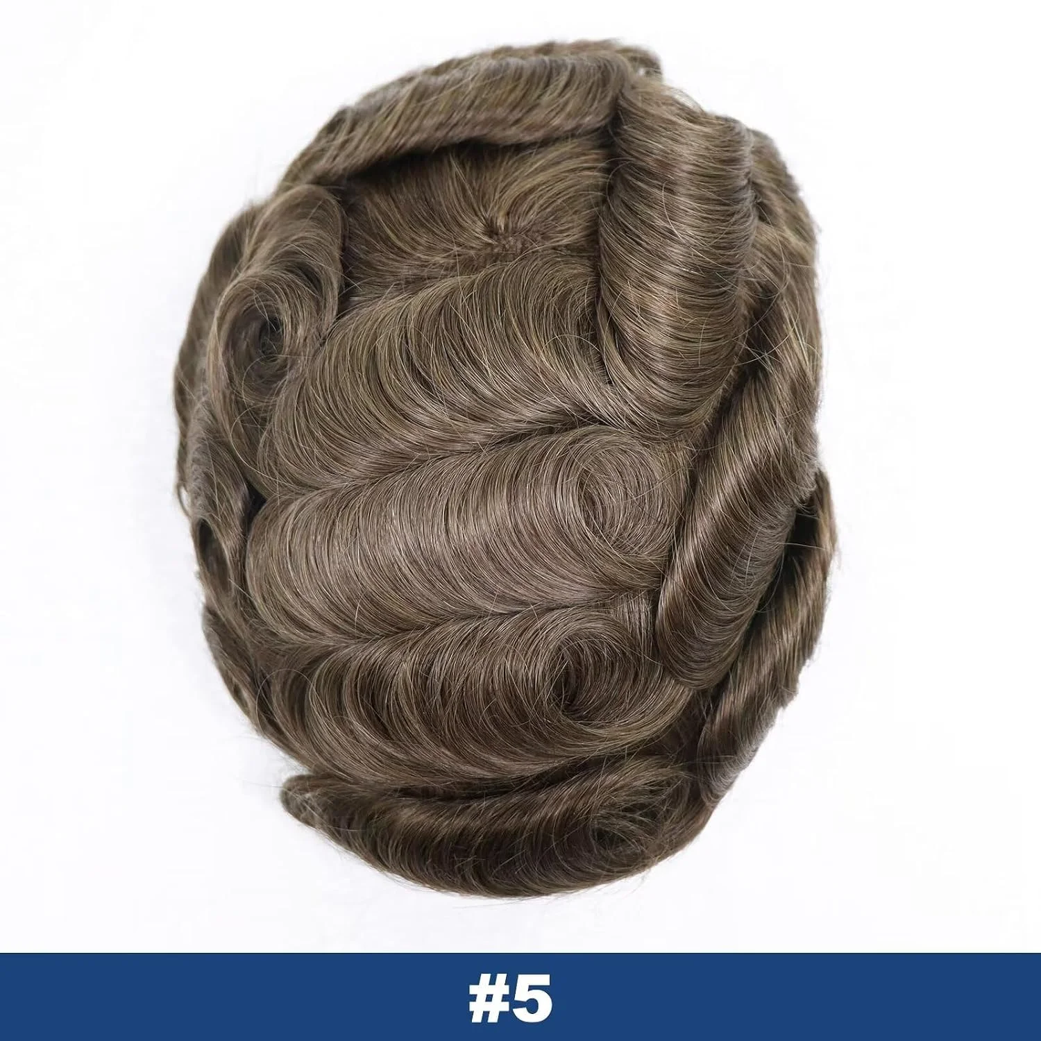 Serapghicwig Toupee for Men 0.03 Thin Skin Double Knots 100% Human Hair System for Men Wigs Men's Toupee Durable Men's Toupee Real Hair Base Size 8x10 Inch Colour #5 Light Brown