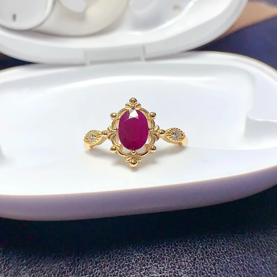 

Natural Ruby S925 Sterling Silver Designer Luxury Ring for Women Fashionable Jewelry Piece Ideal for Special Gift
