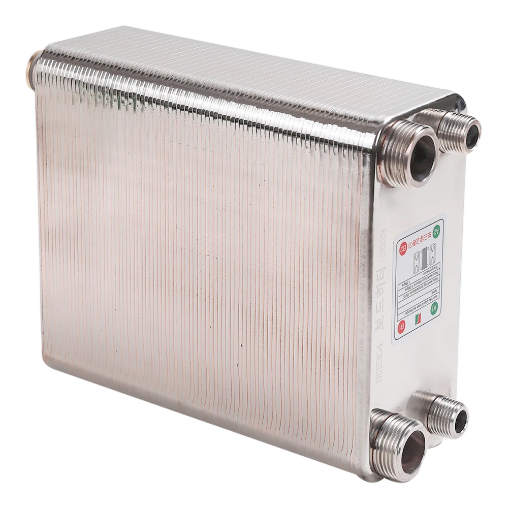 80 Plates Heat Exchanger Beer Wort Chiller Cooler Brazed Plate Type SUS 304 Stainless Steel For Homebrew Cooling