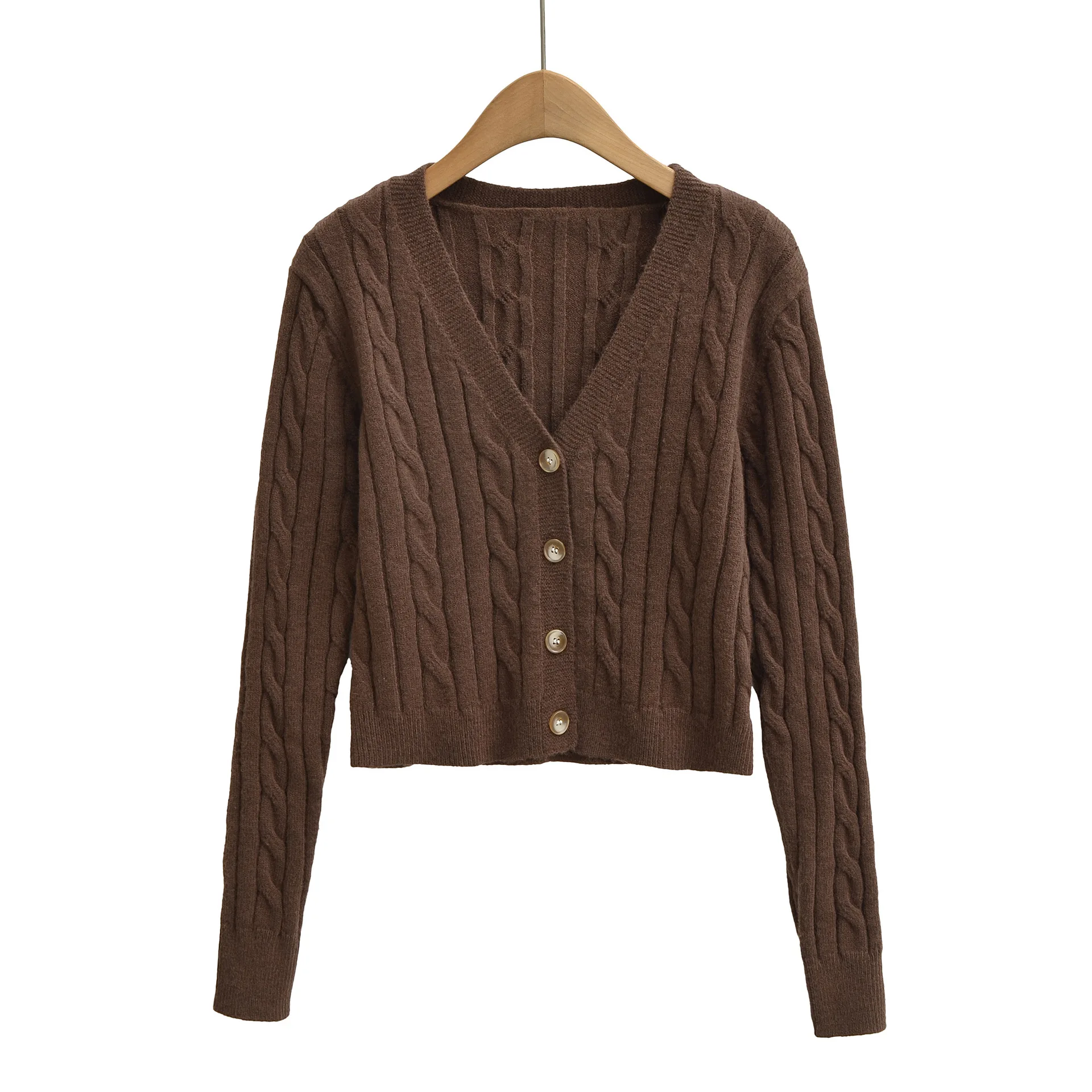 

Новый французский кардиган в студенческом стиле с V-образным вырезом для женщин, на пуговицах, из мягкой ткани, стильный, повседневный, элегантный ODFH