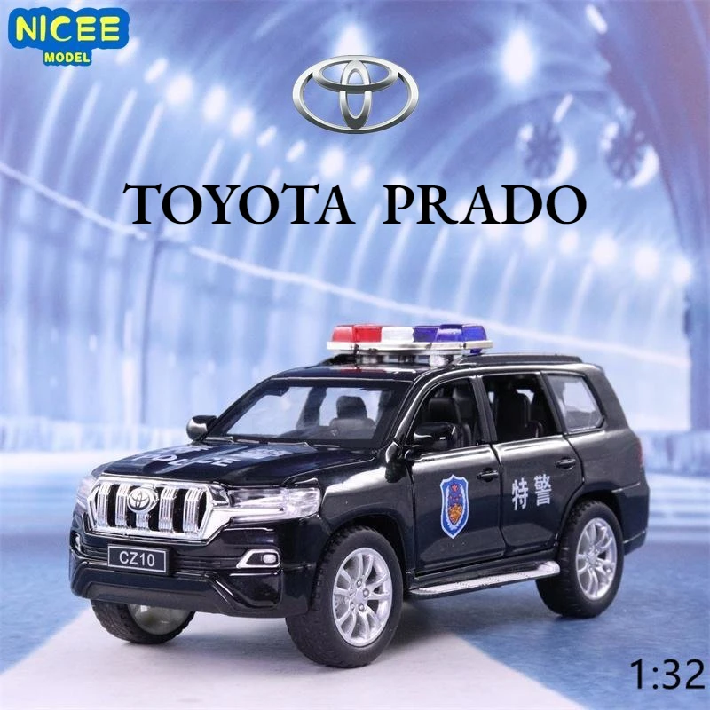 

1:32 Toyota Prado Police Car High Simulation Diecast Metal Alloy Model car Sound Light Pull Back Collection Kids Toy Gifts F288