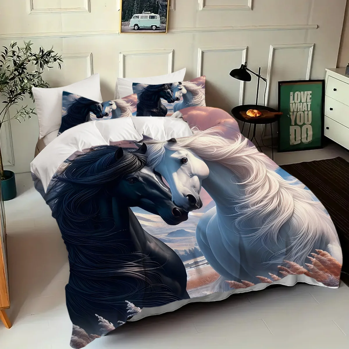 Horses 3D Printed Luxury Bedding set Wildlife Style Comforter sets Soft Comfortable Bed linen set Polyester Home Duvet cover