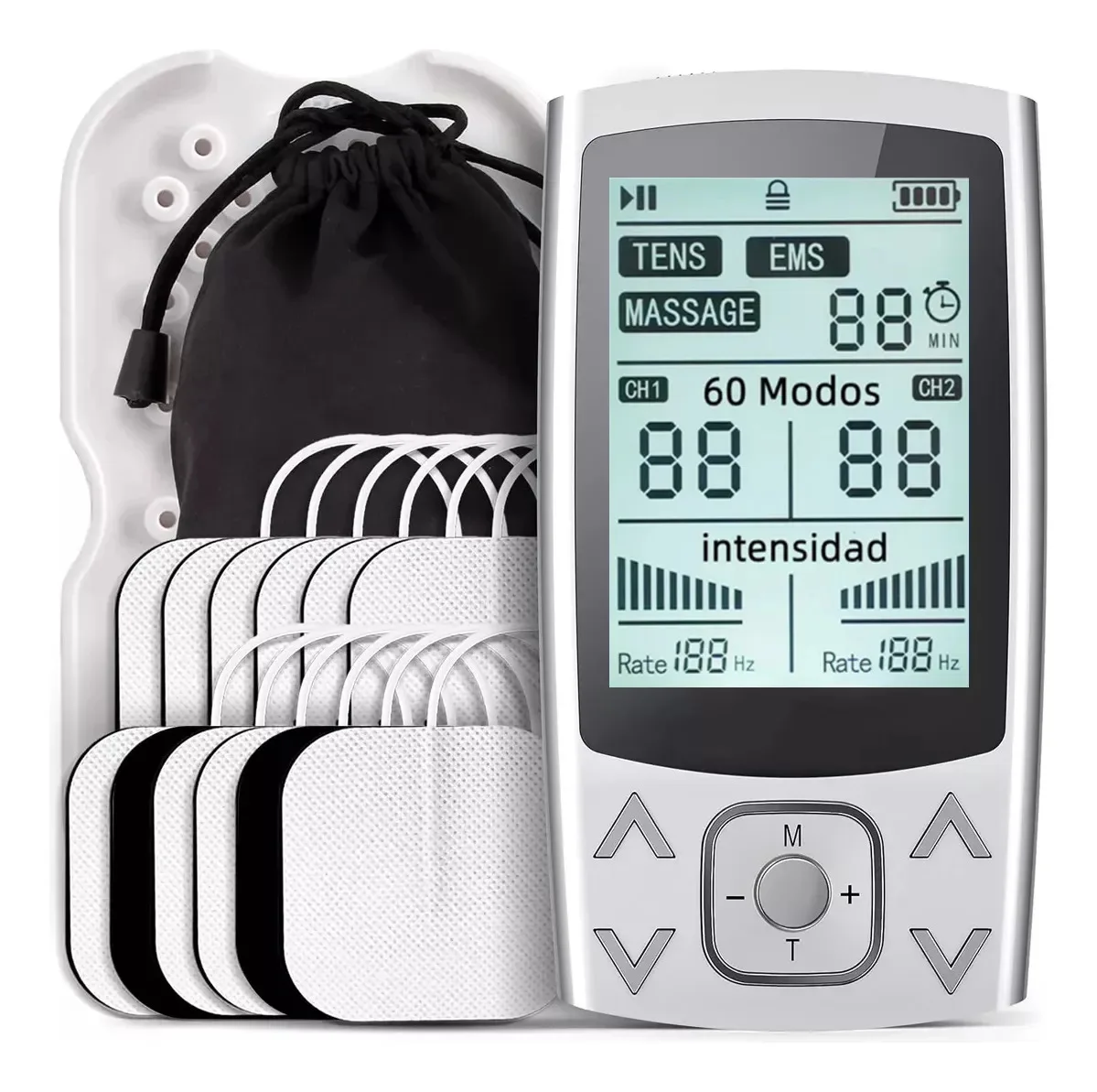Neues 60-Modus-TENS-Niederfrequenz-Physiotherapiegerät, Drei-in-Eins-AB-Kanal-Massagegerät, EMS-Puls-Massagegerät.