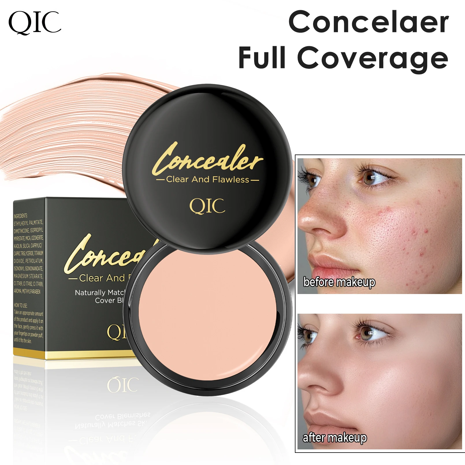 Makeup Facial Contour Concealer Cream Full Coverage Waterproof Foundation Lasting Brighten BB Cream for Acne Marks Dark Circles