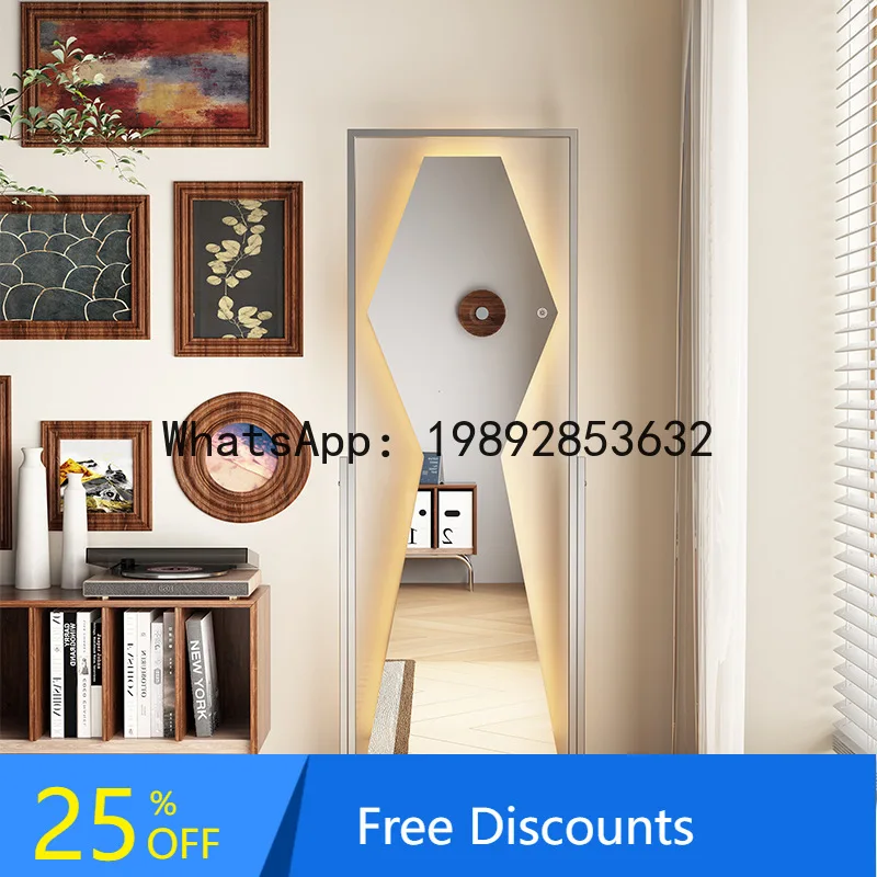 XL1 Clothing Store Slimming Mirror With Wheels, Movable Floor Full-Length Mirror, Stainless Steel