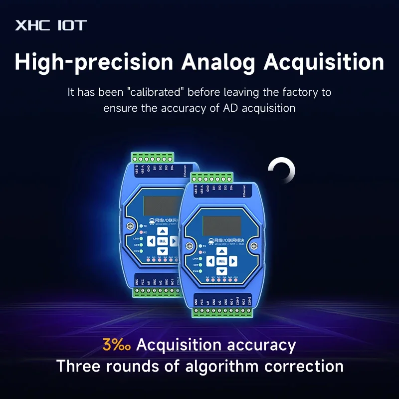 Imagem -03 - Controle de Aquisição Analógica e Digital Multicanal Xhciot Me31-aaax4220 4di Mais 2ai Mais 2do Rj45 Rs485 Modbus Tcp ip para Rtu