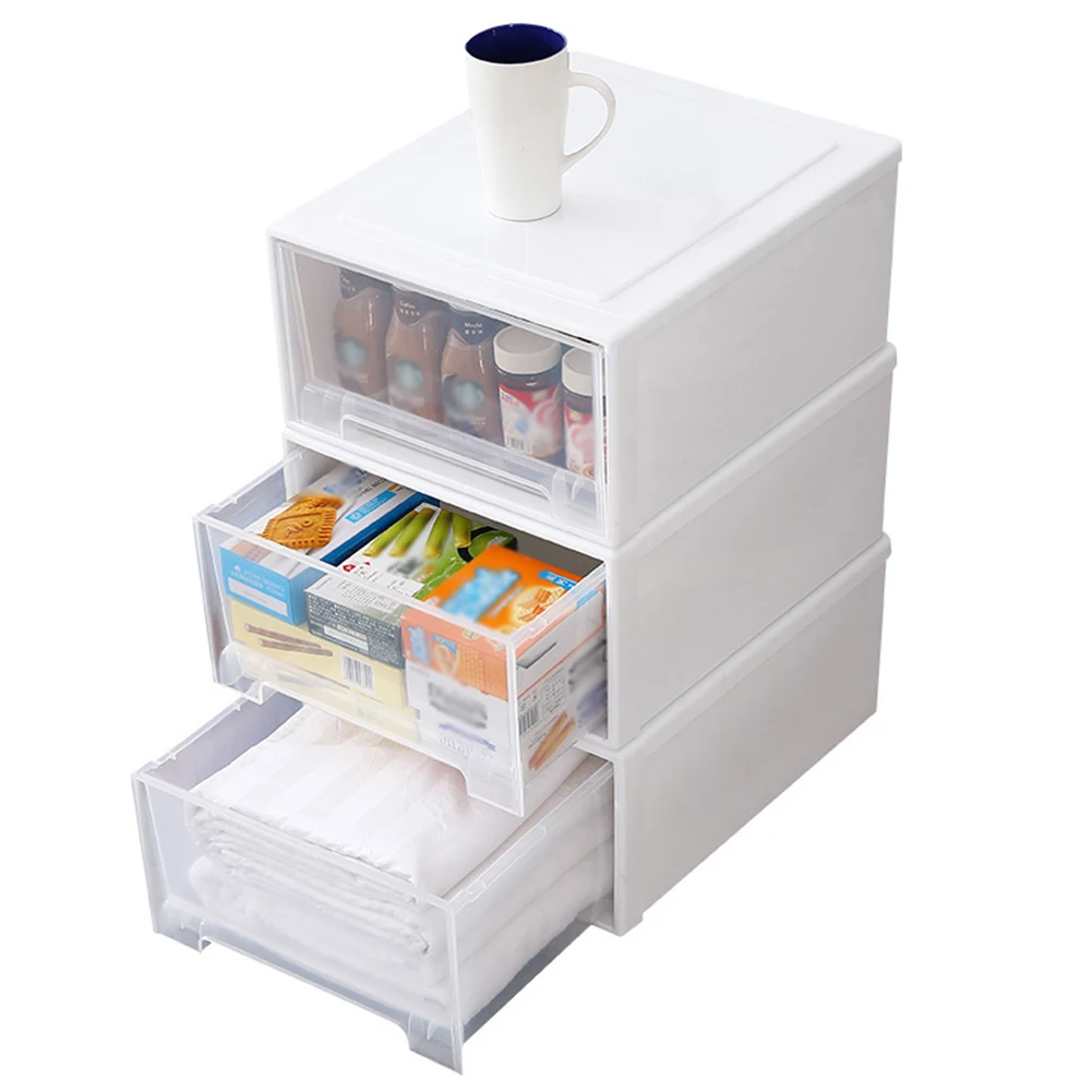 Stackable Storage Drawers Drawer Storage With Internal Buckle Beige Border And Transparent Drawers 3 Sizes Bathroom Organizers