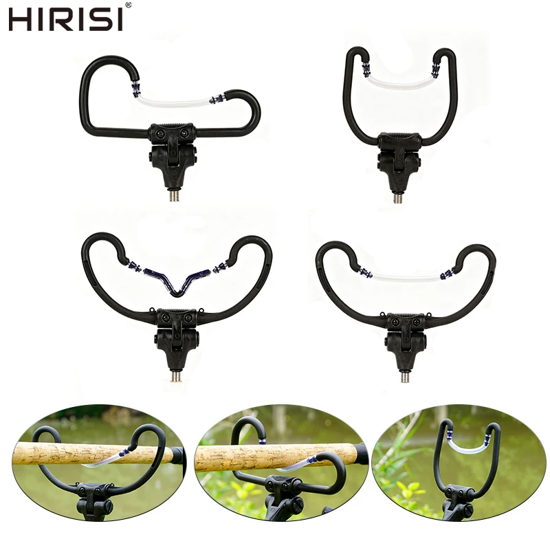 HIRISI U-Shaped Carp Fishing Rod Rest 360° Adjustable with Flexible Anti-Collision Tube 3/8 Thread Fishing Bank Stick for Anglin