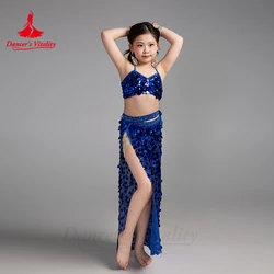 Belly Dance Clothing Set Children Light Luxury Rhinestone Sequin Performance Costumes Girls Oriental Belly Dancing Wear Outfit