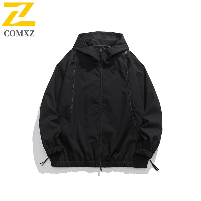 

COMXZ Men Jacket 2025 Hiking Climbing Outdoor Sports Breathable Windproof Hooded Raincoat Lightweight Adventure Trekking Coat