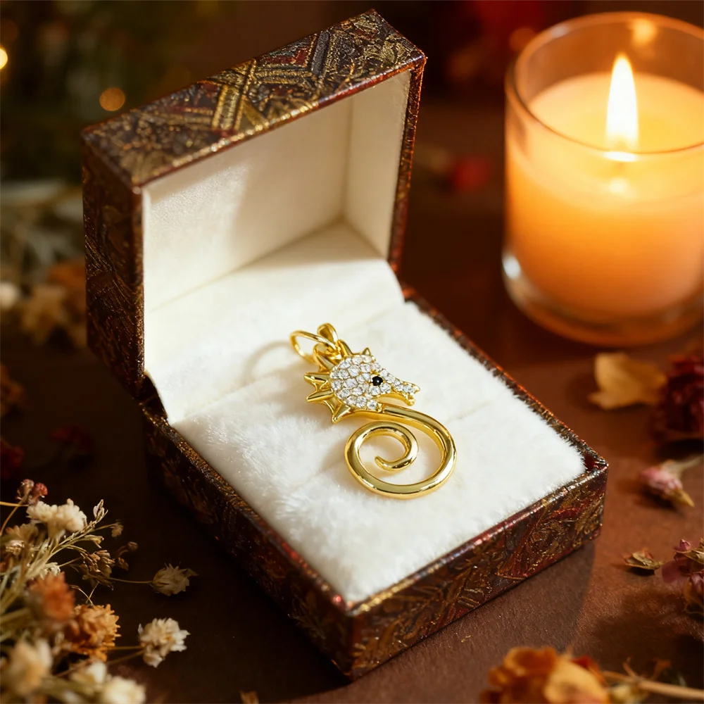 

3Pcs Pendants Brass Elephant Whale Tail Seahorse Zircon Animal Charm for DIY Jewelry Necklace Bracelet Accessories for Women Men