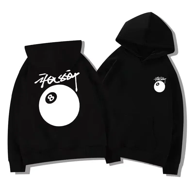 2027 New Billiard Print Street Autumn and Winter Warm Hooded Sportswear, Soft Casual Top, High-quality Comfortable Clothing