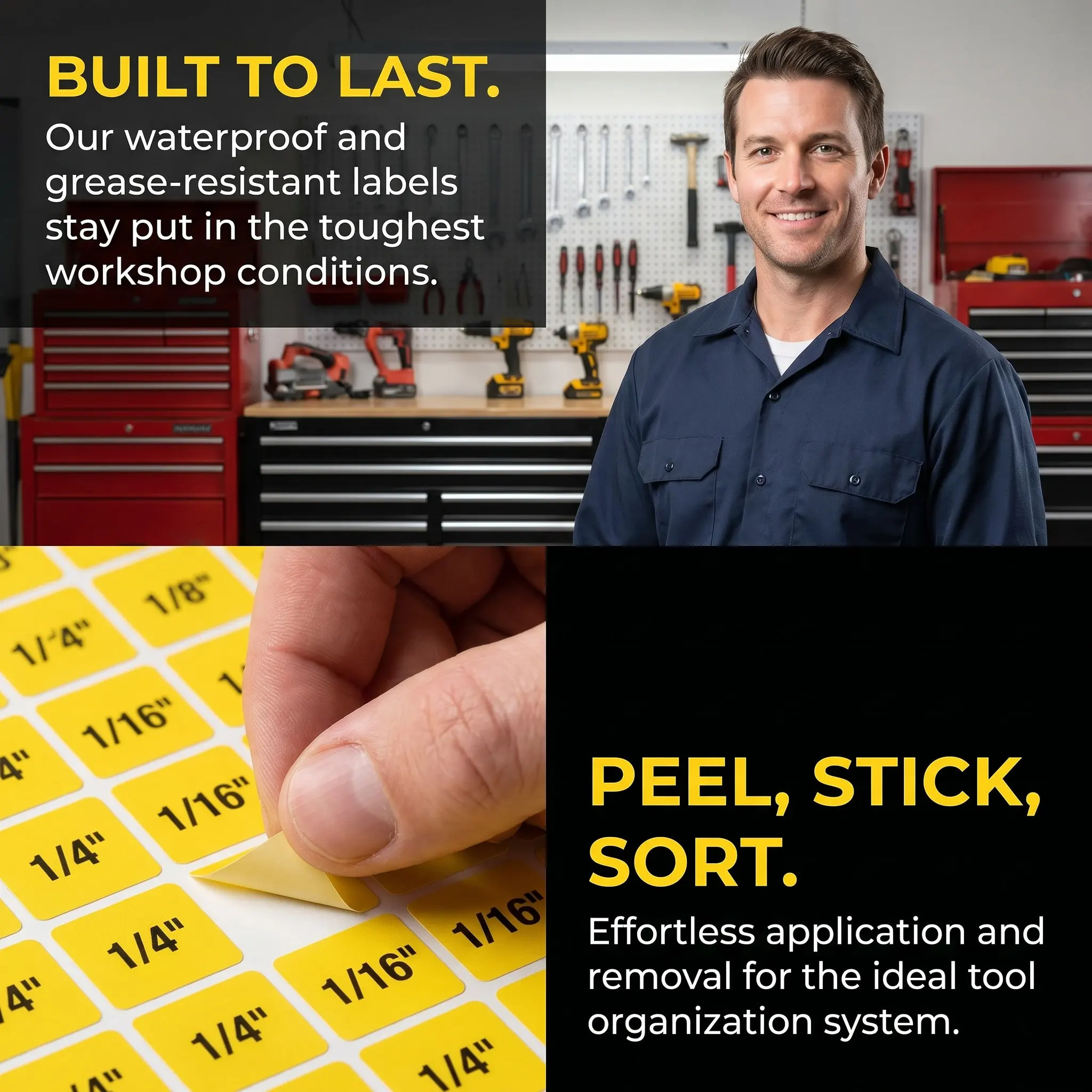 20Sheets Socket Size Labels Color Coding Adhesive Tool Organizer Stickers for Wrench Spanner Socket Tray Tool Box Wall Drawer