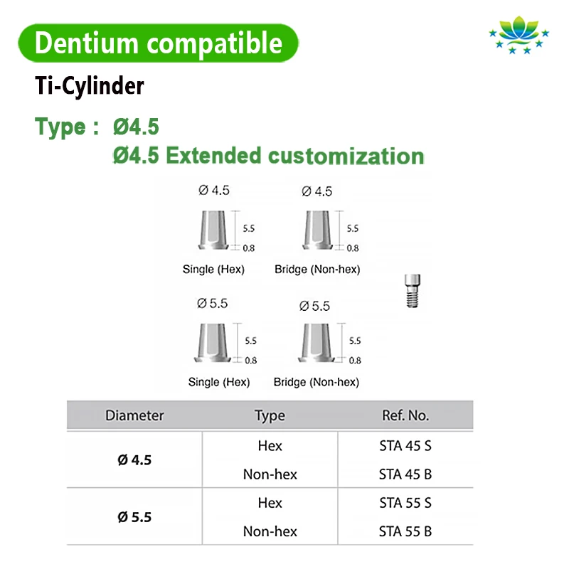 Ti Base 4.5mm for Dentium Multi Unit Titanium Base CAD/CAM Grade 5 Dental Abutment High Precision CNC Factory Direct Fast Ship