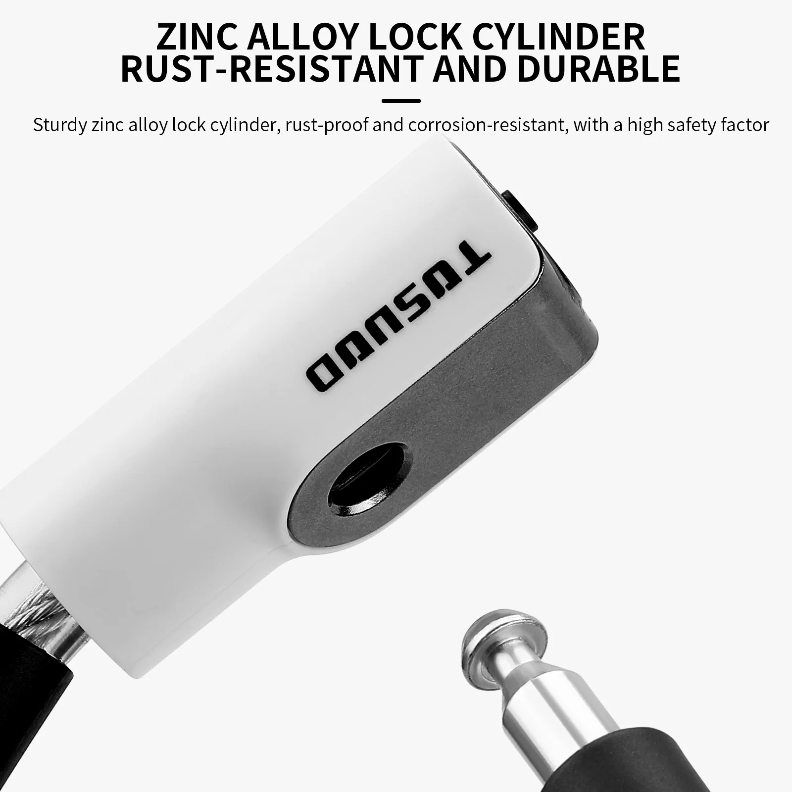 TOSUOD Bicycle Cable Lock Anti-theft with Keys Zinc Alloy Durable for MTB Road Bike Motorcycle Scooter Cycling Lock