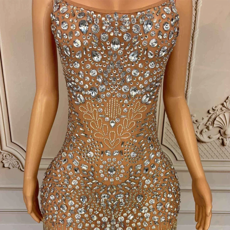 라인스톤 프린지 드레스 여성 가수 축제 의상 나이트클럽 바 DJ DS 재즈 코스튬 무대 공연 의상
