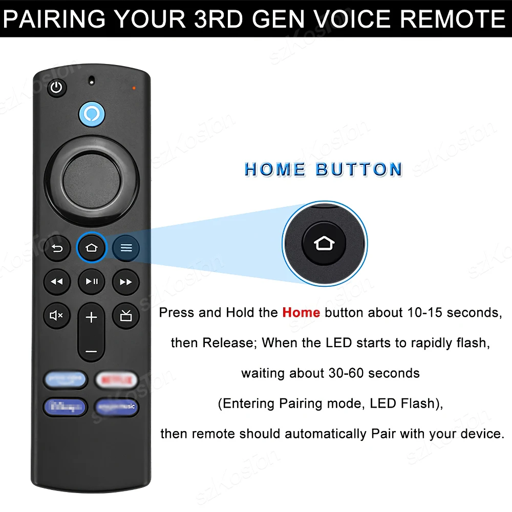 Replacement Voice Remote Controller for Smart Fire TV Stick 3rd Gen Fire TV Cube Fire TV Stick Lite 4K with AMZO Music Button