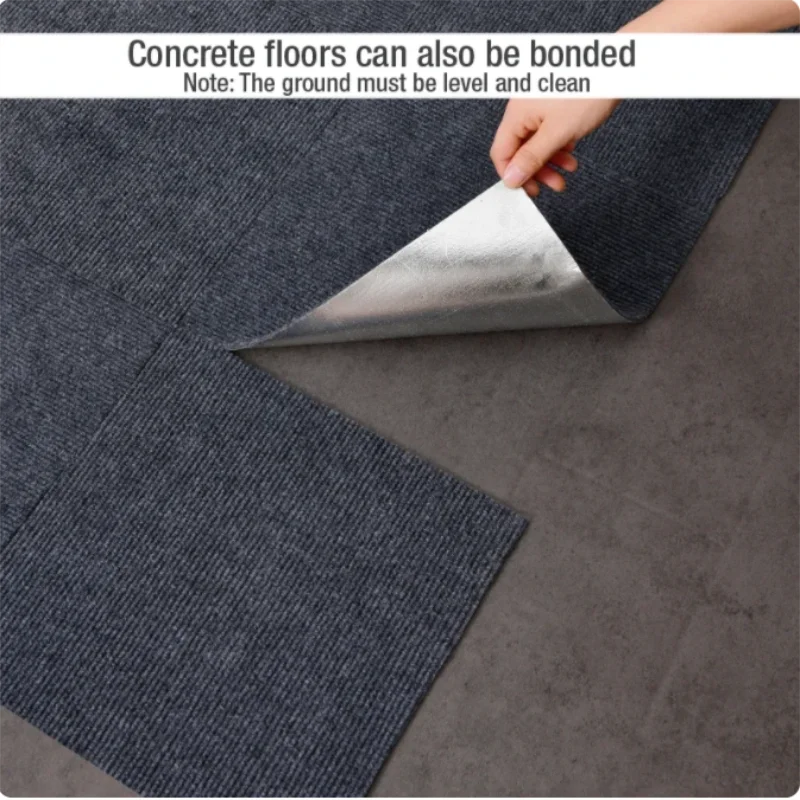 Gray Self-adhesive Floor Mat 30x30Cm Square Splicing Carpet Suitable for Commercial Office Building Hall Decor Non-slip Carpet
