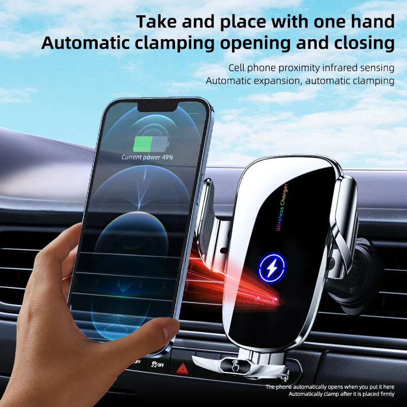 Car Phone Holder Car Suction Cup Holder 4-in-1 Car Holder Wireless Charger 15W Fast Charging for IPhone 15/14/13/12/ 11Pro MaxXs