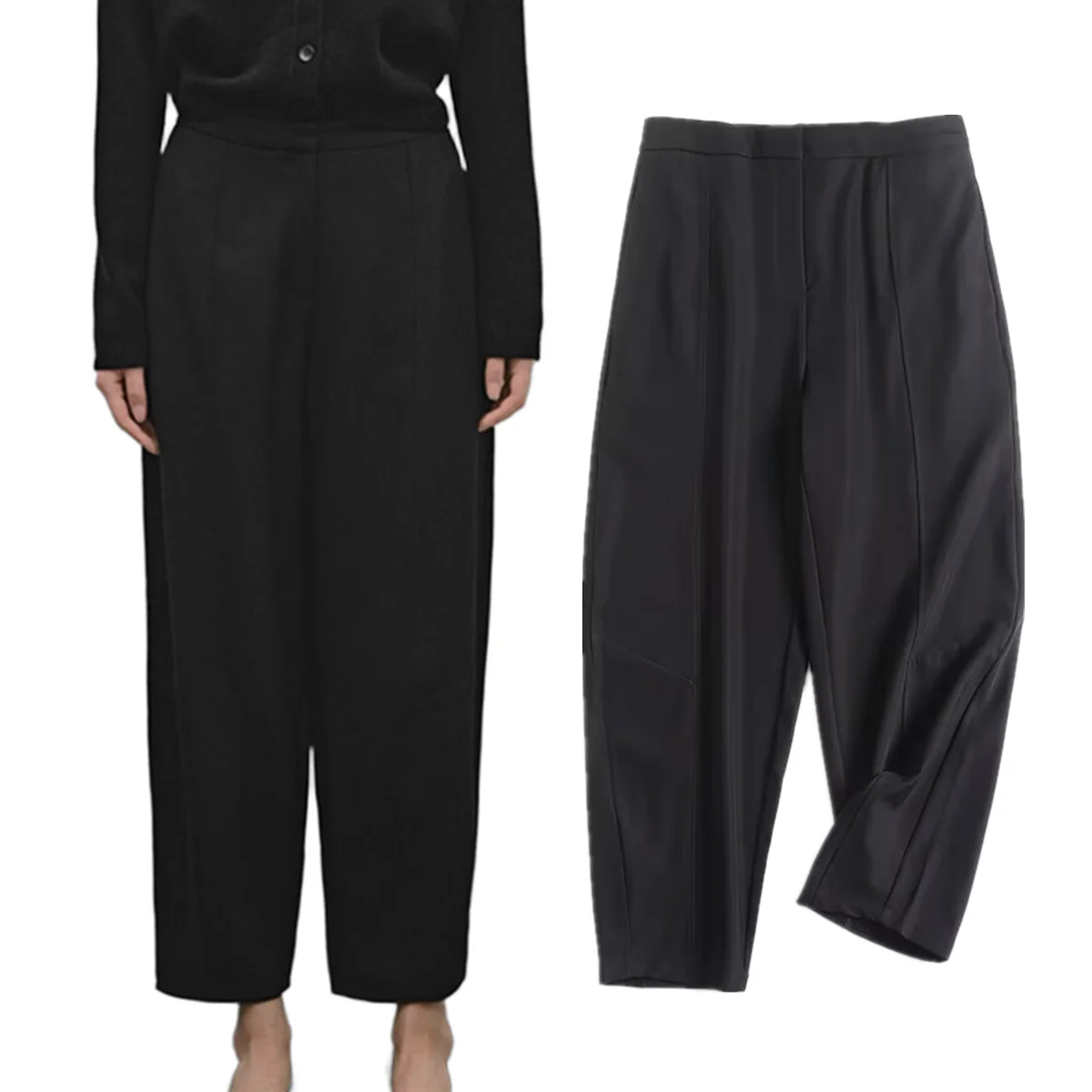 

Maxdutti Minimalist And Fashionable Commuting Loose Casual Pants Women Black Lantern Type Trousers Office Ladies Pants