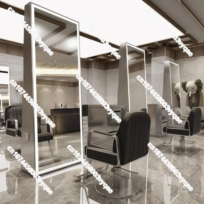 

Hair Salon Barber Mirror Single & Double Sided with LED Light Floor Standing Styling Mirror for Hair Dye Perming