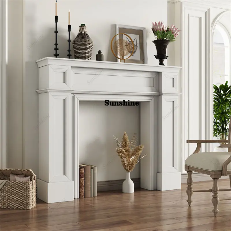 French Internet celebrity fireplace decoration cabinet old American mantel simulation villa ins wind mantel