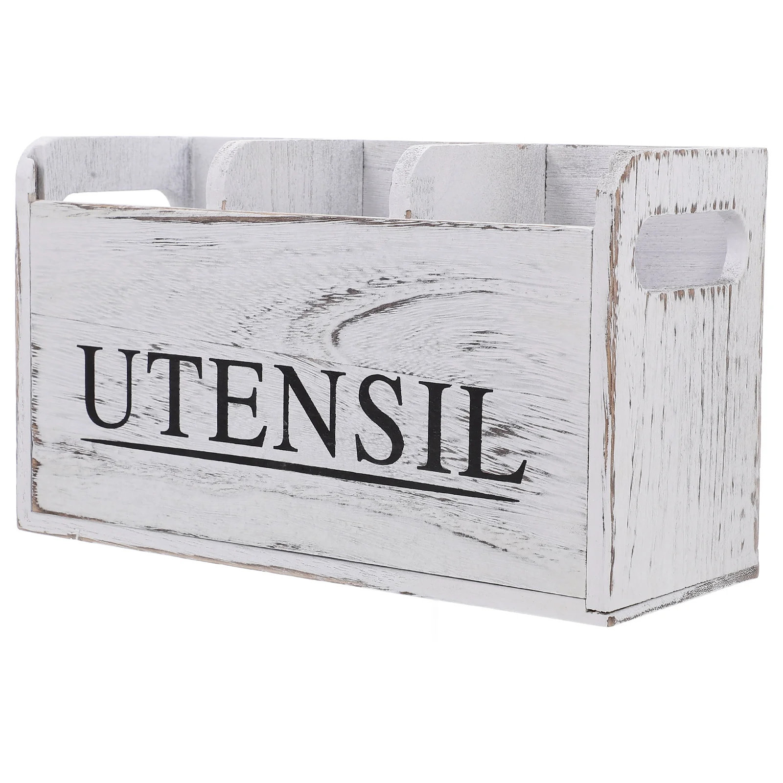 

Elegant Wooden Kitchen Utensil Holder For Counters Cutlery Storage Basket With Compartments Decorative Organizer