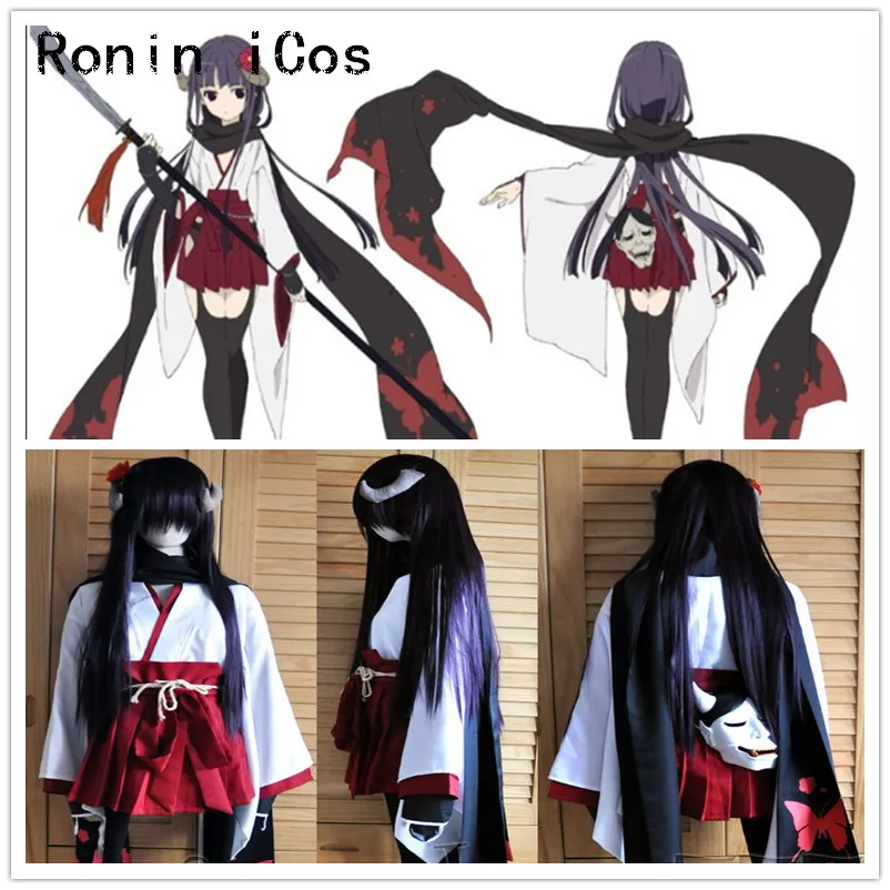 

Anime Inu X Boku SS Shirakiin Ririchiyo Atavistic Mikofuku Cosplay Costume Halloween Long Hair Wig with Mask Uniform Full Set