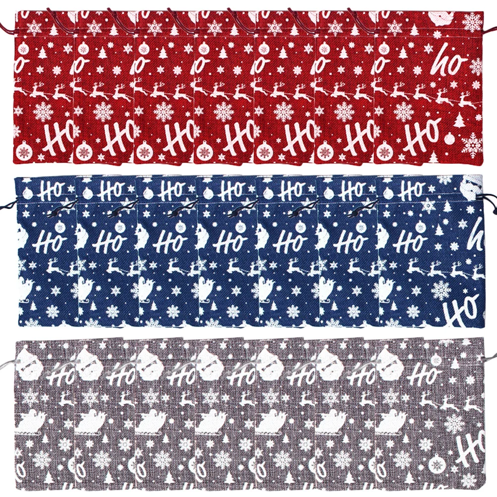 

1Set Christmas Gift Bags Premium Drawstring Pouches for Candy Treats Packaging Festive Holiday Party Favors Countdown Calendar
