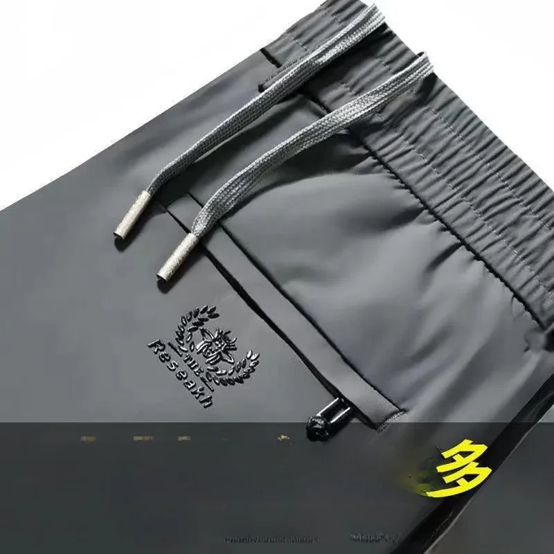 

High-End Men's Ice Silk Loose Casual Sports Pants Low Waist Straight Leg Cool Feeling Busin Casual Summer Thin Long Trousers