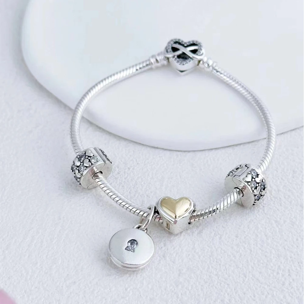 925 Sterling Silver Be Love Engravable&Multi Colored Heart-Shaped Beads Charm Fit Brand Bracelet Classic Jewelry