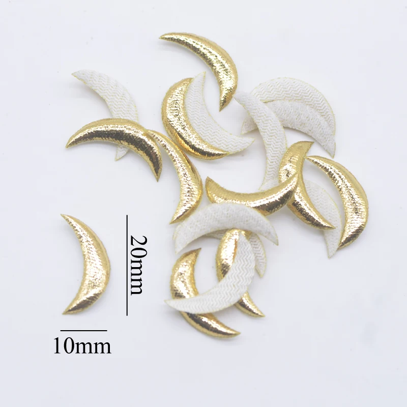 100Pcs 20mm Gold Cloth Padded Star Moon Appliques DIY Crafts Supplies Sewing on Patches Akcesoria Dekoracje ślubne