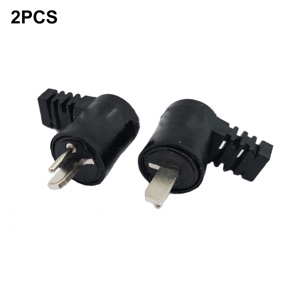 2-pin Plug Connector 1 Pair 2 Pcs AC 220V Audio Bend Plug Black Cable DIN Easy To Install Hi-Fi Straight Angle