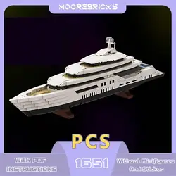 Hot Selling White Luxury Yacht Mini Model Bricks MOC-185660 Transportation Vessel Building Blocks Ship Toy Children's Gift