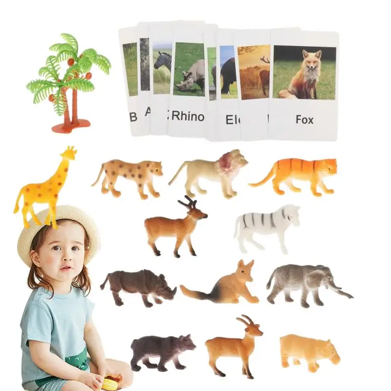 Animal Match Toy Preschool Learning Science Toy With Figurine Cartoon Pattern Animal Cards For Children Durable Farm Animal Toys