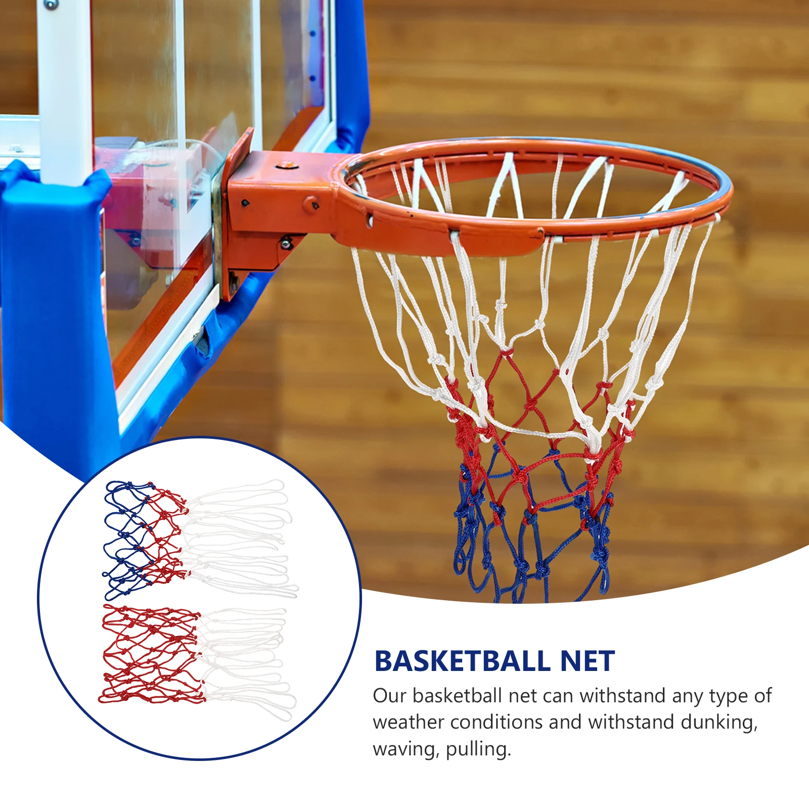 

2pcs Universal Basketball Nets Durable Polyester Sturdy Outdoor Indoor Replacement Net For Parks Courts Durable Ball Mesh