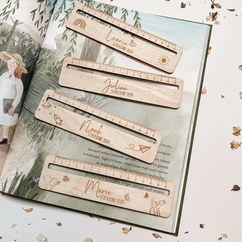Creative Student Wooden Hollow Ruler Children'S Stationery Measuring Tool School Stationery Gift Reading Strips Drawing Ruler