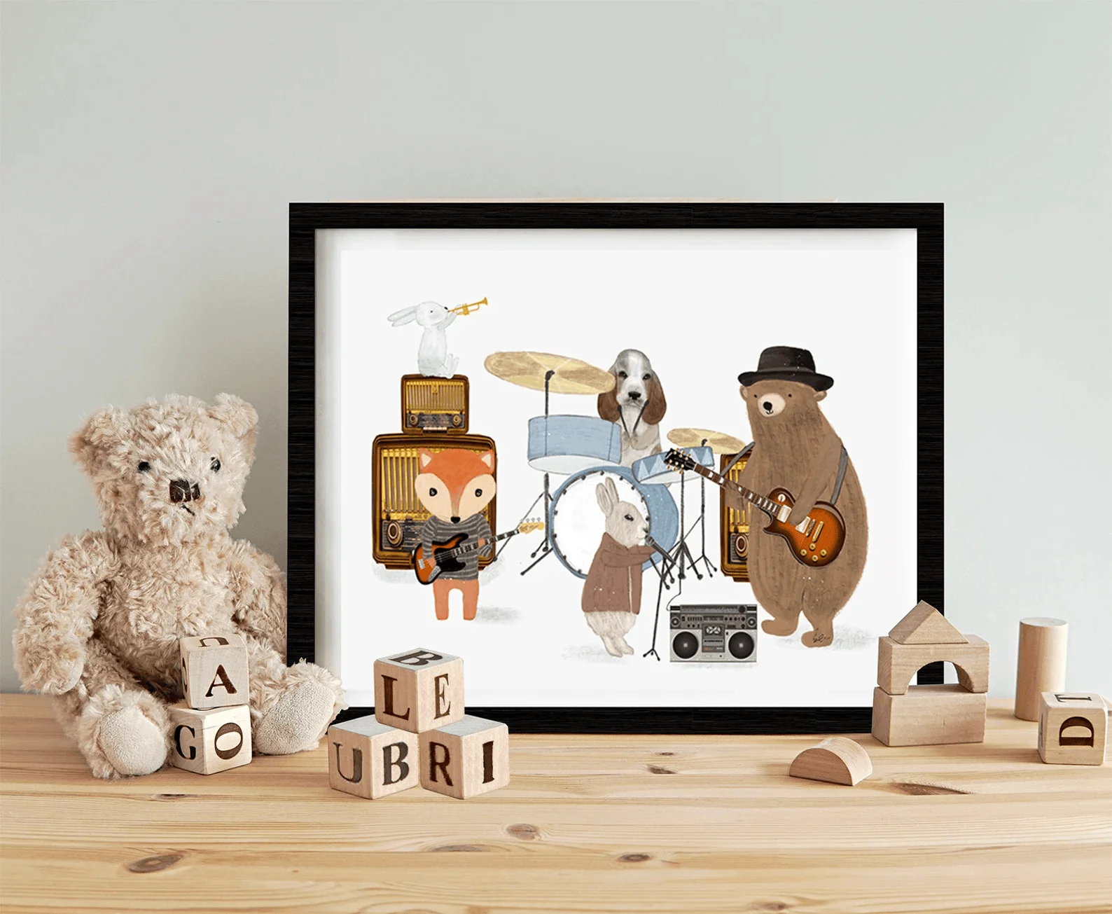 Little Rock Stars Kinderzimmer-Wandkunst, Baby-Kinderzimmer-Dekoration, Musik-Wandkunst, lustiges Thema, Kinder-Wandkunst, Kinderbild, skurriler