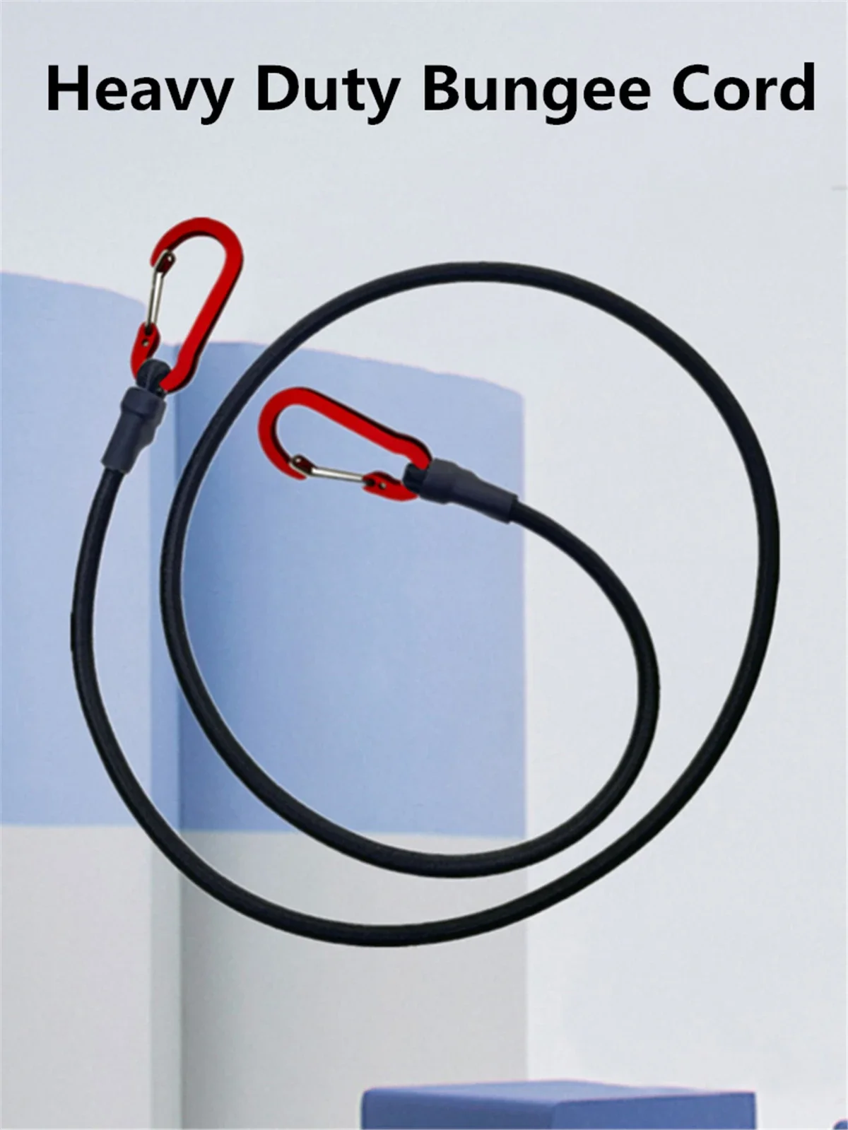 8mm Heavy Duty Bungee Cords with Carabiner Hooks, 2-Pack Latex Elastic Tie Down Straps for Kayak Bike Luggage Outdoor Camping