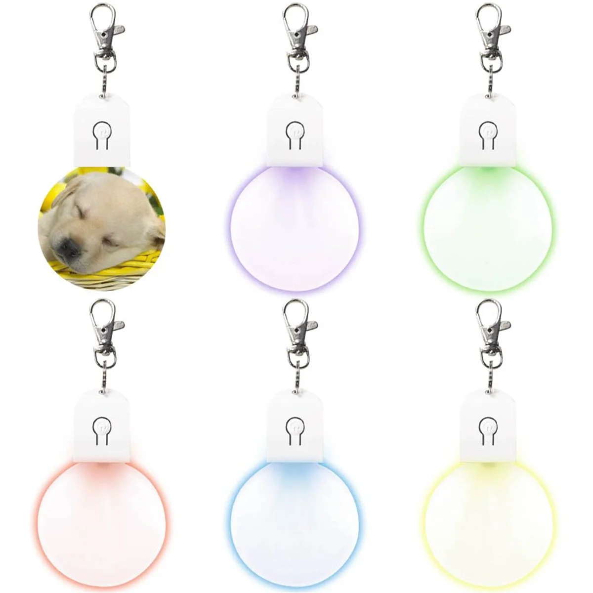 6 Pcs Sublimation Blank Keychains Heat Transfer Printing LED Acrylic KeyChains Lighted Keyrings Pendant, Round