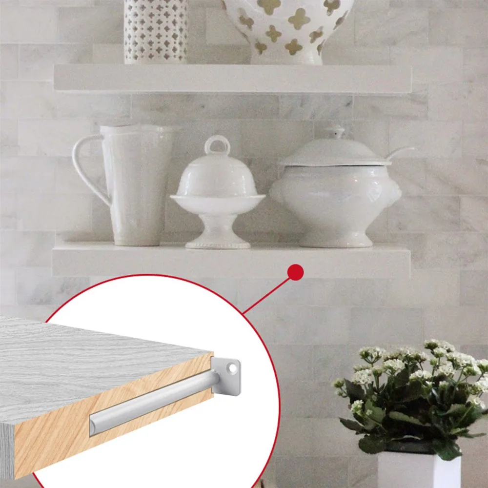 4 PCS 2 Holes Floating Shelf Bracket Black Finish Round Shape Wall Shelf Holder 150mm Fixed Type Floating Shelf Fix Holder