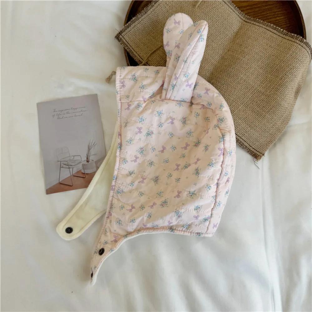 

Retro Cotton Baby Earflap Hat Winter Floral Print Ear Protections Hat Thicken Windproof Lei Feng Hat Infant Toddler