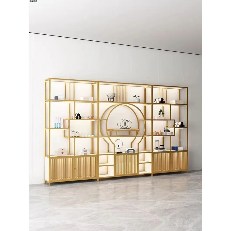 Custom. [Low Profile and Connotation] Light Luxury Antique Shelf New Floor Iron Storage Rack Tea Room Display Stand Offi