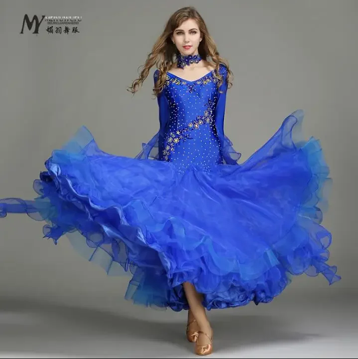 

Ballroom Waltz Dress Woman Standard Competition Dance Foxtrot Stage Performance Shiny Modern