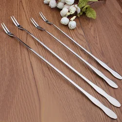 32cm Long Handle Fruit Fork Stainless Steel Dessert Cake Lovely Fork Vegetable Salad Stirring Fork For Restaurant Bar Party Home