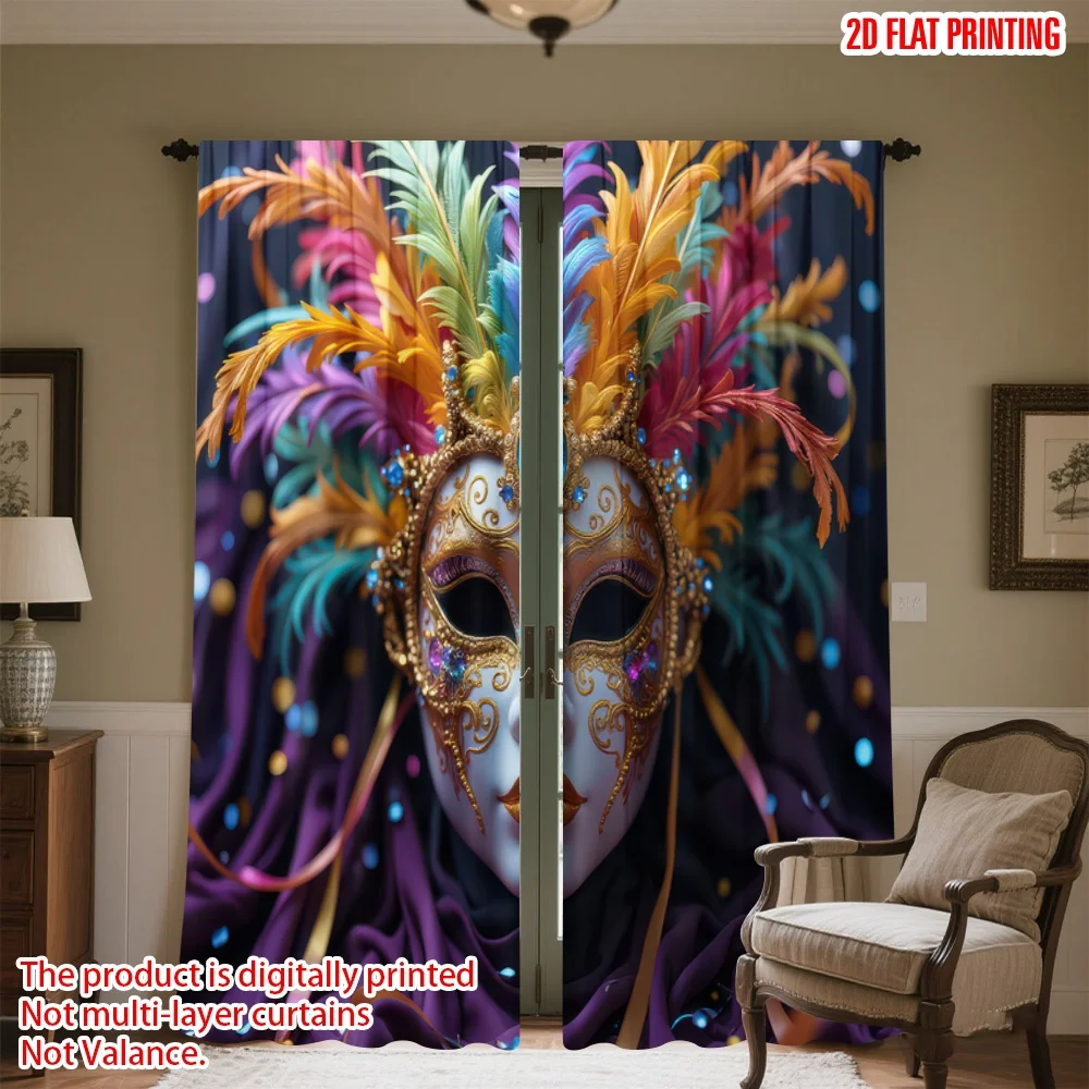 Colorful Feather Rod Pocket Window Curtains 2 Panel Modern Art Drapes for Living Room Bedroom Home Decor
