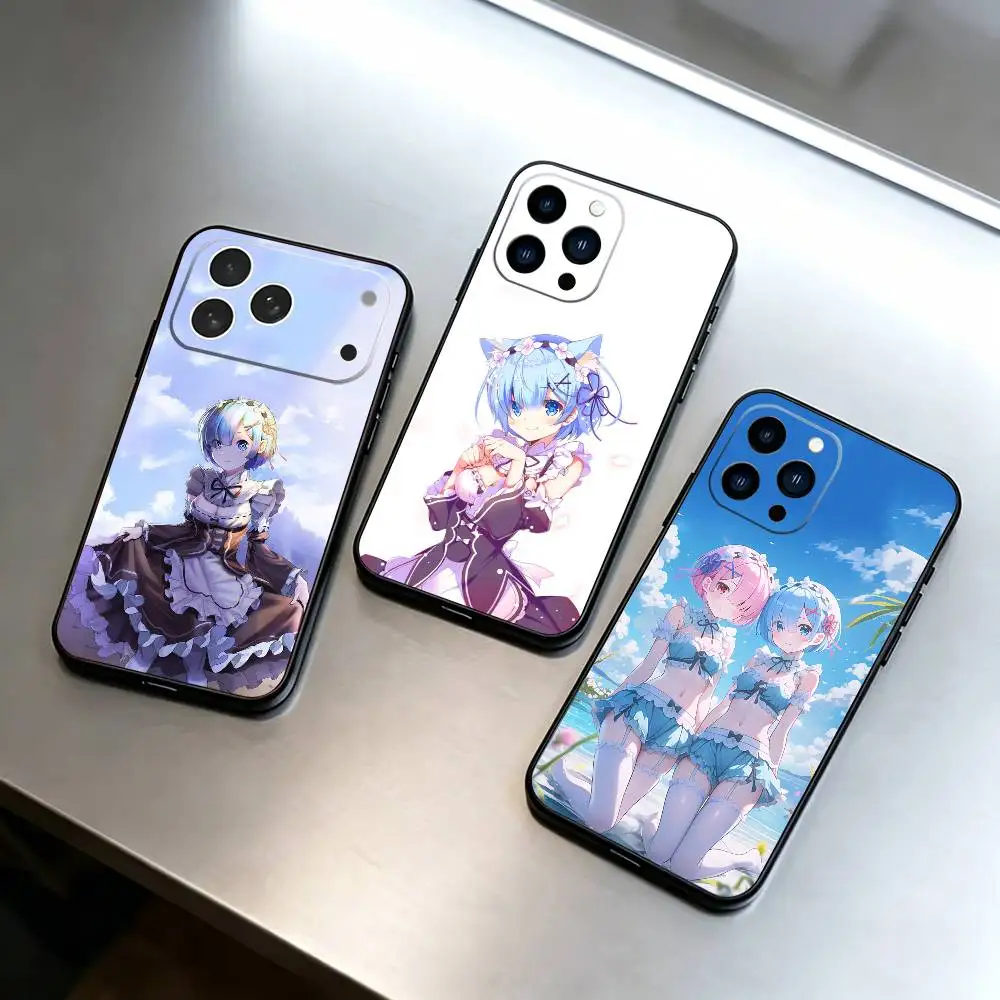 

Re Zero Starting Life Another World Phone Case For iPhone 17,16,15,14,13,12,11 Plus,Pro Max,XS,Soft Silicone Black Cover