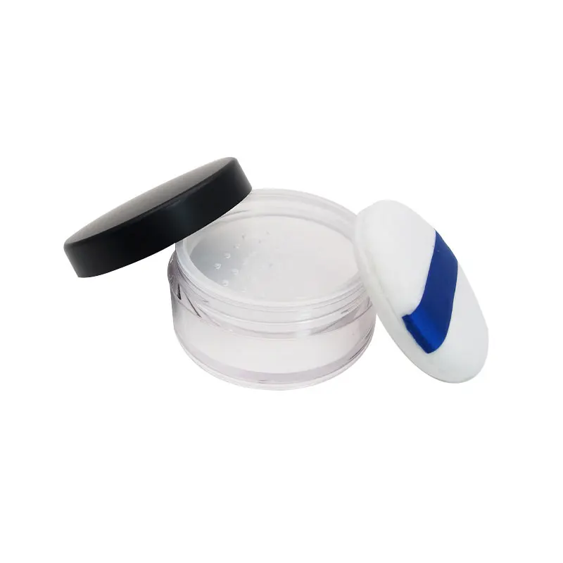 50g Plastic Loose Powder Jar With Sifter Empty Cosmetic Container Black Matte Cap Makeup Compact Portable Loose Powder Box