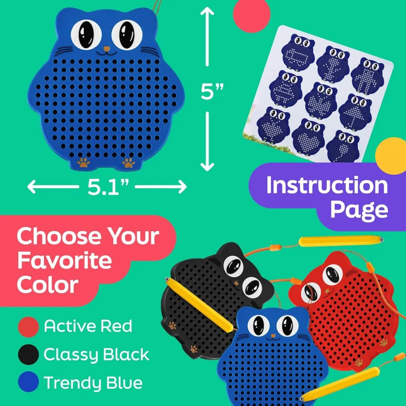 子供と幼児向けビーズとマグネットスタイラスペン付きマグネット式お絵かきボード - 飛行機と車での旅行用マグネット式おもちゃ