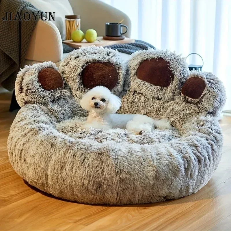

Dog Sofa Beds Winter Warm Large Dog Bed Cute Bear Paw Shape Mat Pets Kennel Washable Plush Baskets Puppy Cats Supplies